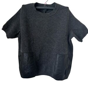 J.Crew wool sweater with leather pockets, XXS, gray